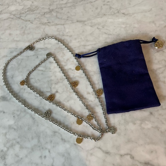 Tory Burch long double necklace silver and gold - Picture 1 of 3